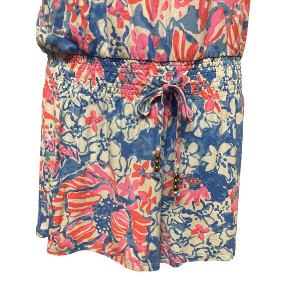 Lilly Pulitzer Women's Blue Tropical Floral Belted Sleeveless Romper Size Small - Picture 3 of 9